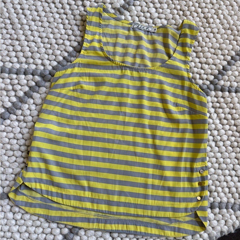 Chloe K Yellow and Gray Striped Tank